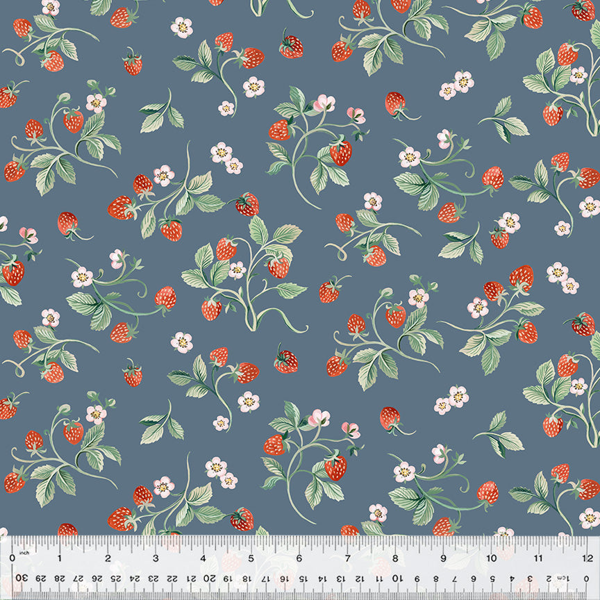 Robin by Clare Therese Gray, Strawberries in Denim, per half-yard