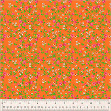 Load image into Gallery viewer, Heather Ross by Hand, Mousy Floral in Tangerine, by Heather Ross for Windham Fabrics, per half-yard