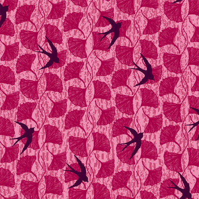 Norma Rose, Songbirds in Pink by Natalie Barnes, per half-yard