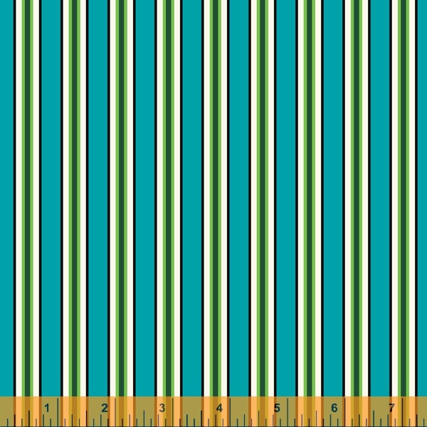 Five and Ten by Denyse Schmidt, Candy Stripe in Cyan, per half-yard