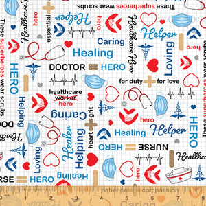 Calling All Nurses Collection, Healthcare Heroes by Windham Fabrics, per half yard