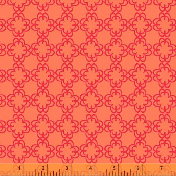 Darling by Denyse Schmidt, Floral Grid in Orange, per half-yard