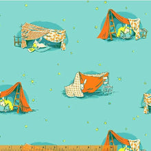 Load image into Gallery viewer, Lucky Rabbit, Quilt Tent in Turquoise by Heather Ross for Windham Fabrics, per half-yard
