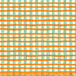 Lucky Rabbit, Painted Plaid in Orange by Heather Ross for Windham Fabrics, per half-yard