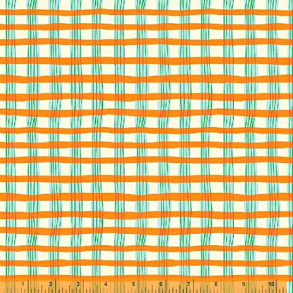Lucky Rabbit, Painted Plaid in Orange by Heather Ross for Windham Fabrics, per half-yard