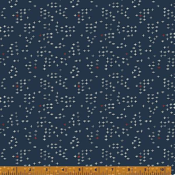 Indigo Stitches, Stitch in Navy by Whistler Studios for Windham Fabrics, per half-yard