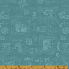 Load image into Gallery viewer, Wish You Were Here, Secret Message in Teal by Whistler Studios for Windham Fabrics, per half-yard