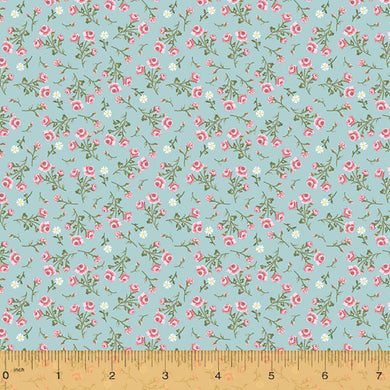 Wish You Were Here, Small Floral in Blue by Whistler Studios for Windham Fabrics, per half-yard