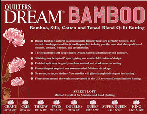 Quilters Dream Bamboo: Select, Cotton/Bamboo/Silk/Tencel Blend batting, 93" wide, 35" (End of Bolt)