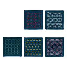 Load image into Gallery viewer, Olympus Japanese Sashiko Hitomezashi Coasters Kit (set of 5) with Thin Threads - Select Design