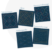 Load image into Gallery viewer, Olympus Japanese Sashiko Coasters Kit (set of 5) with Thin Threads - Select Design