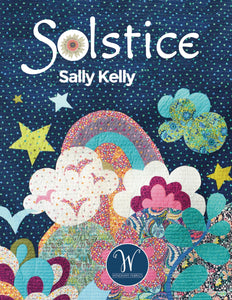 Solstice, Buttercup - Fuchsia by Sally Kelly, per half-yard