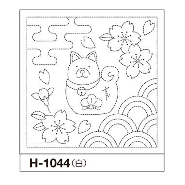 Olympus #H-1044, Hana-Fukin Sashiko, Dog & Sakura (White)