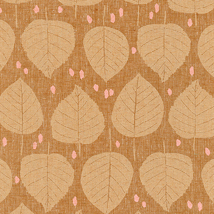 Quarry Trail, Leaves in Roasted Pecan, Essex Cotton/Linen Blend per half-yard