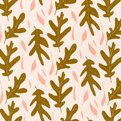 Quarry Trail, Falling Leaves in Champagne, Essex Cotton/Linen Blend per half-yard