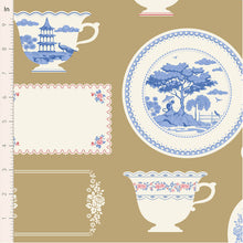 Load image into Gallery viewer, *PRE-ORDER, Ships in June 2026* Tilda Something Blue, Labels &amp; Ornaments in Ochre, per half-yard