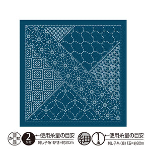 Olympus #H-1143_2143 Japanese Sashiko Hitomezashi, Hana-Fukin Sashiko Sampler - Yosegi (White OR Indigo)