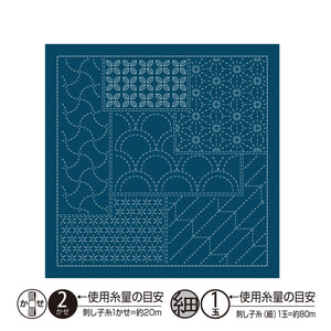 Olympus #H-1145_2145 Japanese Sashiko Hitomezashi, Hana-Fukin Sashiko Sampler - Chiyogami (White OR Indigo)