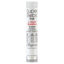 Load image into Gallery viewer, Superior Threads - Super Bobs Poly 12pk L-Style #624 Natural White