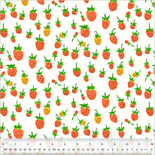 Load image into Gallery viewer, Heather Ross by Studio Edit, Strawberries in White, by Heather Ross for Windham Fabrics, per half-yard
