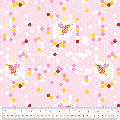 Heather Ross by Studio Edit, Hex Bee in Pink, by Heather Ross for Windham Fabrics, per half-yard