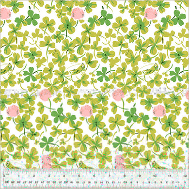 Heather Ross by Studio Edit, Cricket Clover in Pink, by Heather Ross for Windham Fabrics, per half-yard