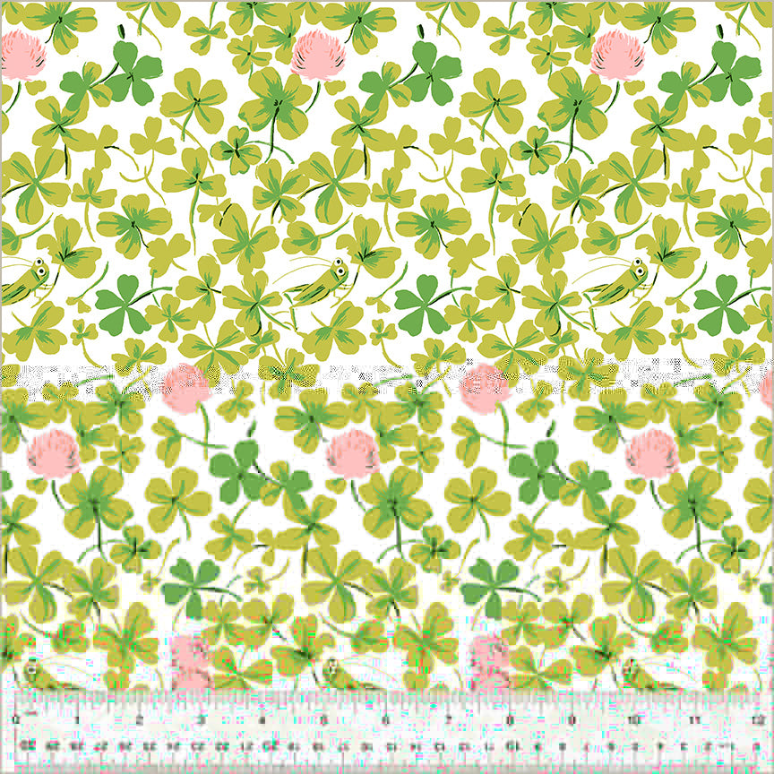 Heather Ross by Studio Edit, Cricket Clover in Pink, by Heather Ross for Windham Fabrics, per half-yard