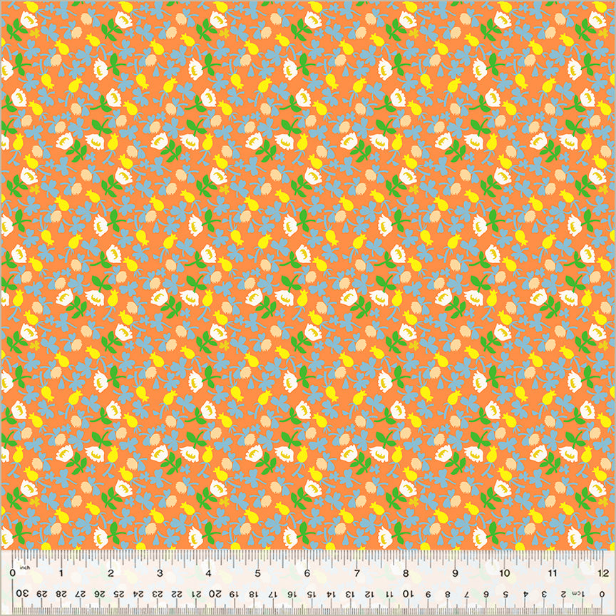 Heather Ross by Studio Edit, Calico in Orange, by Heather Ross for Windham Fabrics, per half-yard