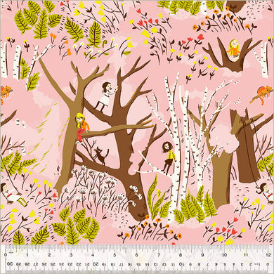 Heather Ross by Studio Edit, Girls in Trees in Pink, by Heather Ross for Windham Fabrics, per half-yard