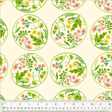 Heather Ross by Studio Edit, Floral Wreaths in Cream, by Heather Ross for Windham Fabrics, per half-yard