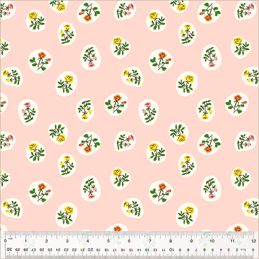 Heather Ross by Studio Edit, Bouquet in Blush, by Heather Ross for Windham Fabrics, per half-yard