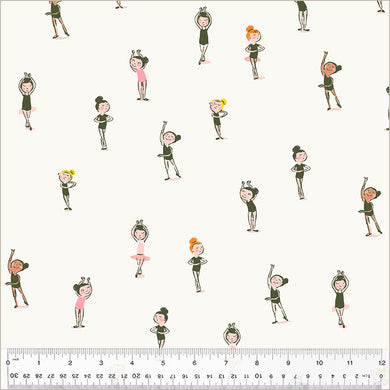 Heather Ross by Studio Edit, Ballerinas in Cream, by Heather Ross for Windham Fabrics, per half-yard