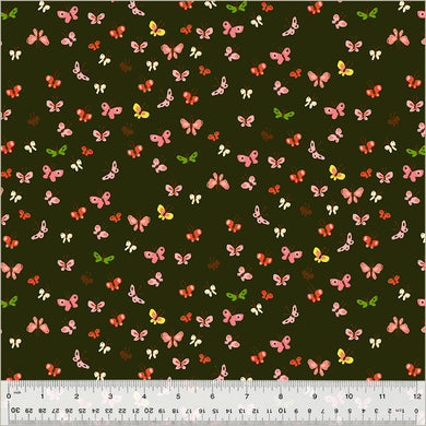 Heather Ross by Studio Edit, Butterflies in Mud, by Heather Ross for Windham Fabrics, per half-yard
