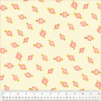 Heather Ross by Studio Edit, Peppermint Candies in Cream, by Heather Ross for Windham Fabrics, per half-yard