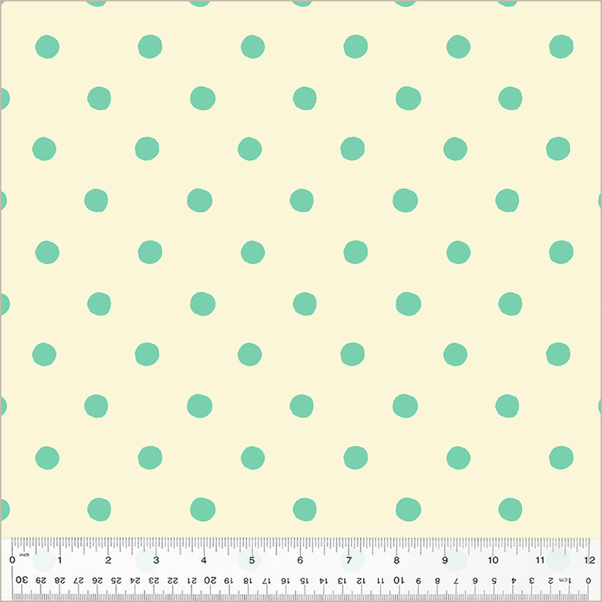 Heather Ross by Studio Edit, Dots in Aqua, by Heather Ross for Windham Fabrics, per half-yard