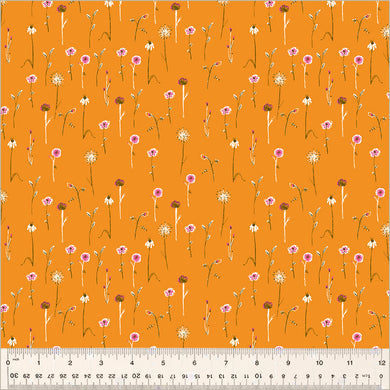 Heather Ross by Studio Edit, Wildflowers in Orange, by Heather Ross for Windham Fabrics, per half-yard