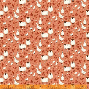 Cottage Farm, Happy Day in Rosy by Judy Jarvi for Windham Fabrics, per half yard