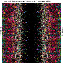 Load image into Gallery viewer, Gardenia by Sally Kelly, Blossom in Black - Double border print, per half-yard