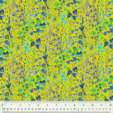 Gardenia by Sally Kelly, Posie in Chartreuse, per half-yard