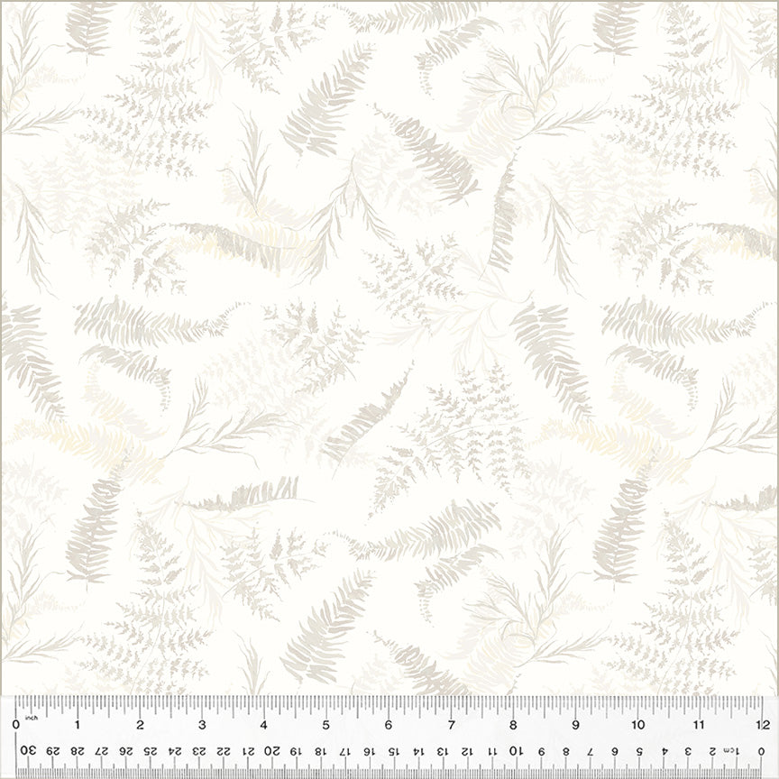 Perennial by Kelly Ventura, Fern in Ivory, per half-yard