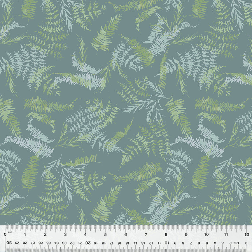 Perennial by Kelly Ventura, Fern in Teal, per half-yard