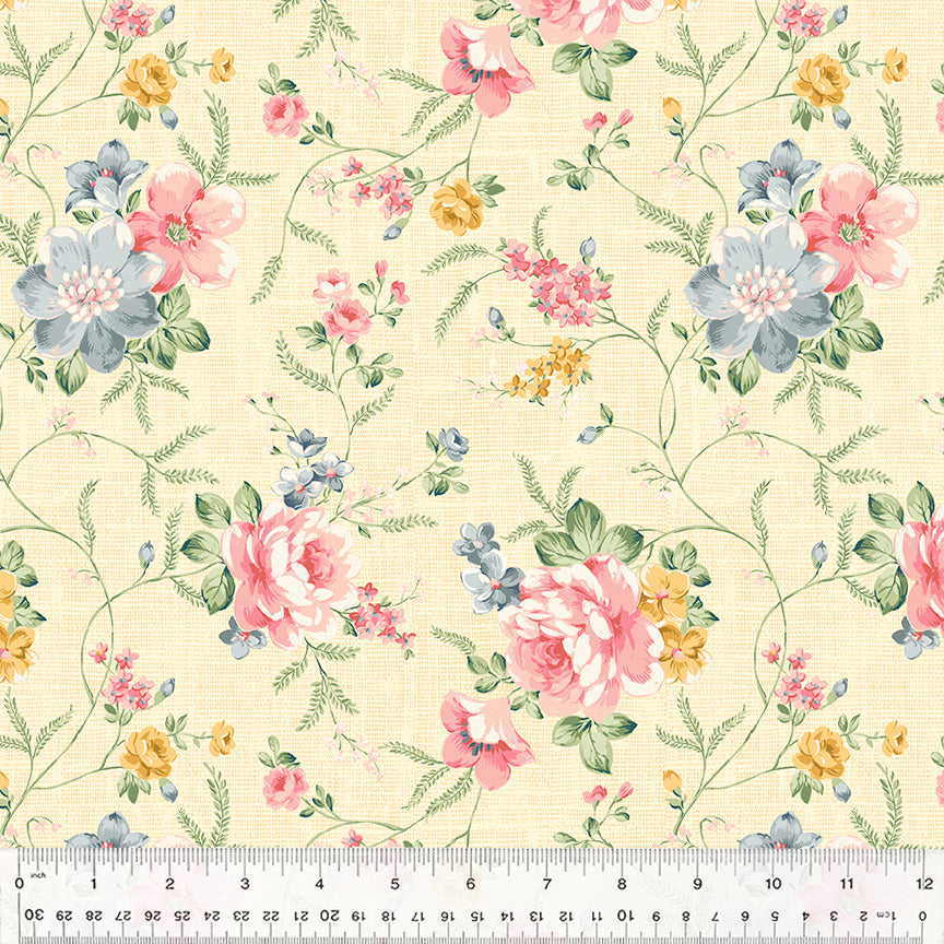 Laurel, Adorning Vine in Cornsilk by Whistler Studios for Windham Fabrics, per half-yard