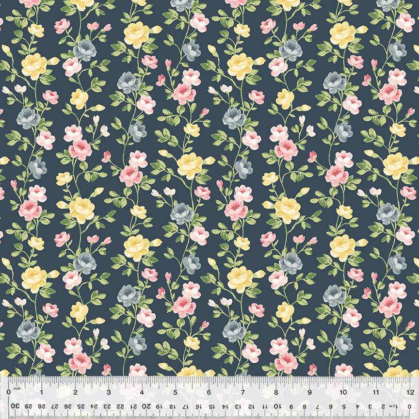Laurel, Spring Flow in Navy by Whistler Studios for Windham Fabrics, per half-yard