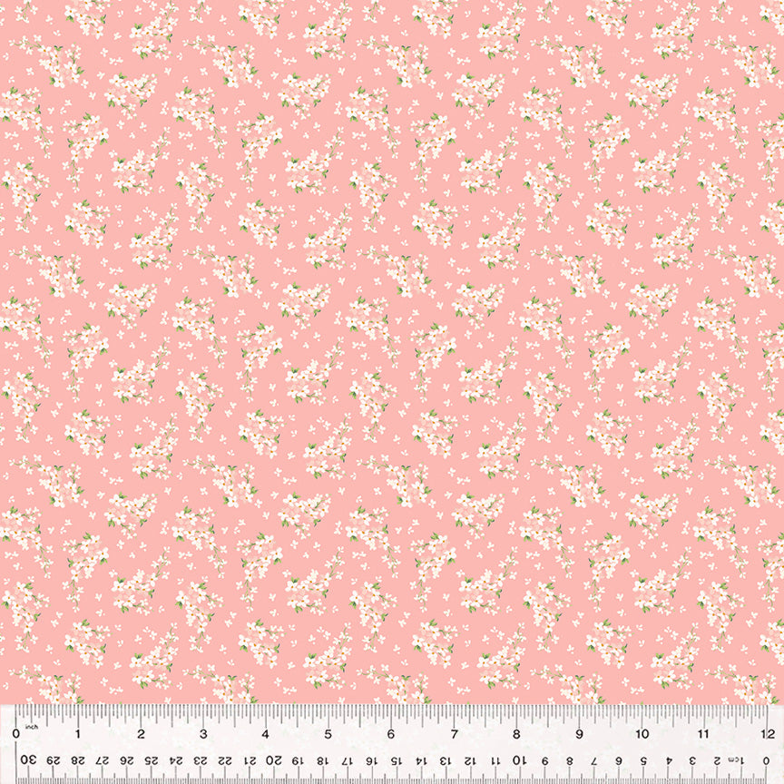 Laurel, Fresh Sprigs in Petal Pink by Whistler Studios for Windham Fabrics, per half-yard