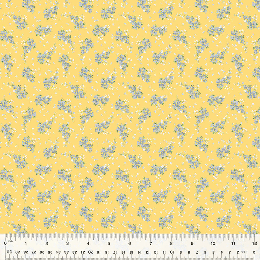 Laurel, Fresh Sprigs in Yellow by Whistler Studios for Windham Fabrics, per half-yard