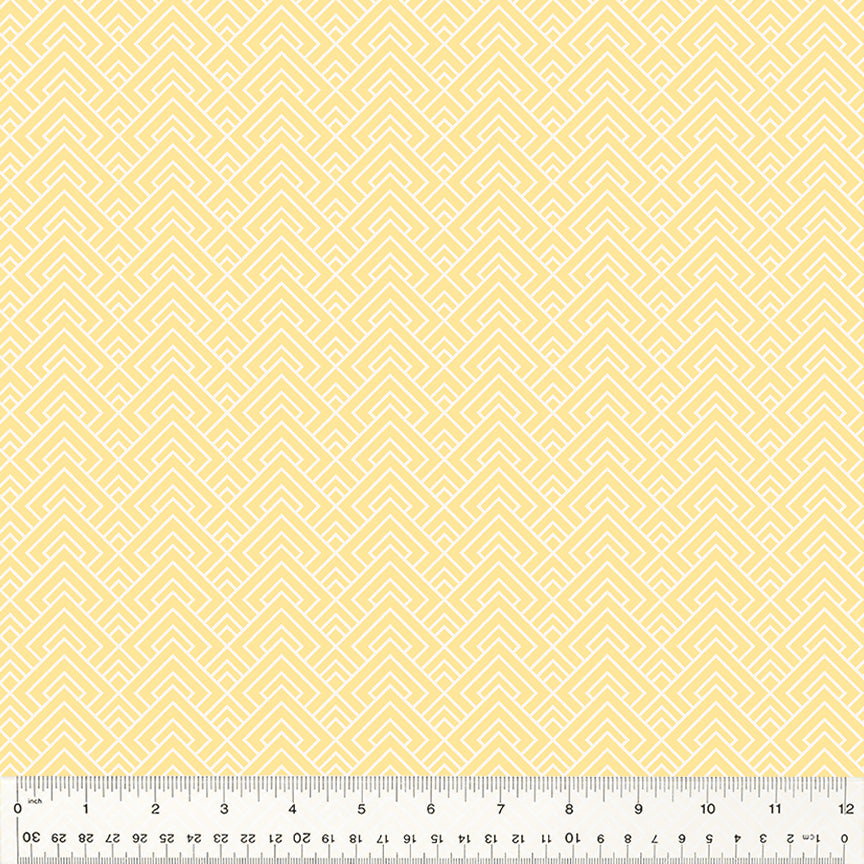 Laurel, Blooming Blocks in Pale Yellow by Whistler Studios for Windham Fabrics, per half-yard
