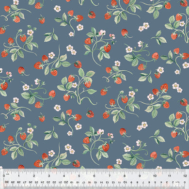 Robin by Clare Therese Gray, Strawberries in Denim, per half-yard