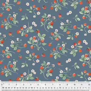 Robin by Clare Therese Gray, Strawberries in Denim, per half-yard