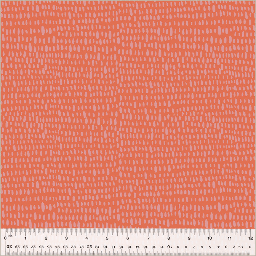 Moonlit by Jennifer Moore / Monaluna, Rainfall in Coral, per half-yard