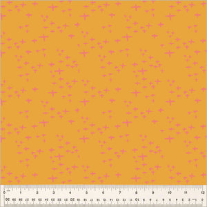 Moonlit by Jennifer Moore / Monaluna, Glimmer in Tangerine, per half-yard